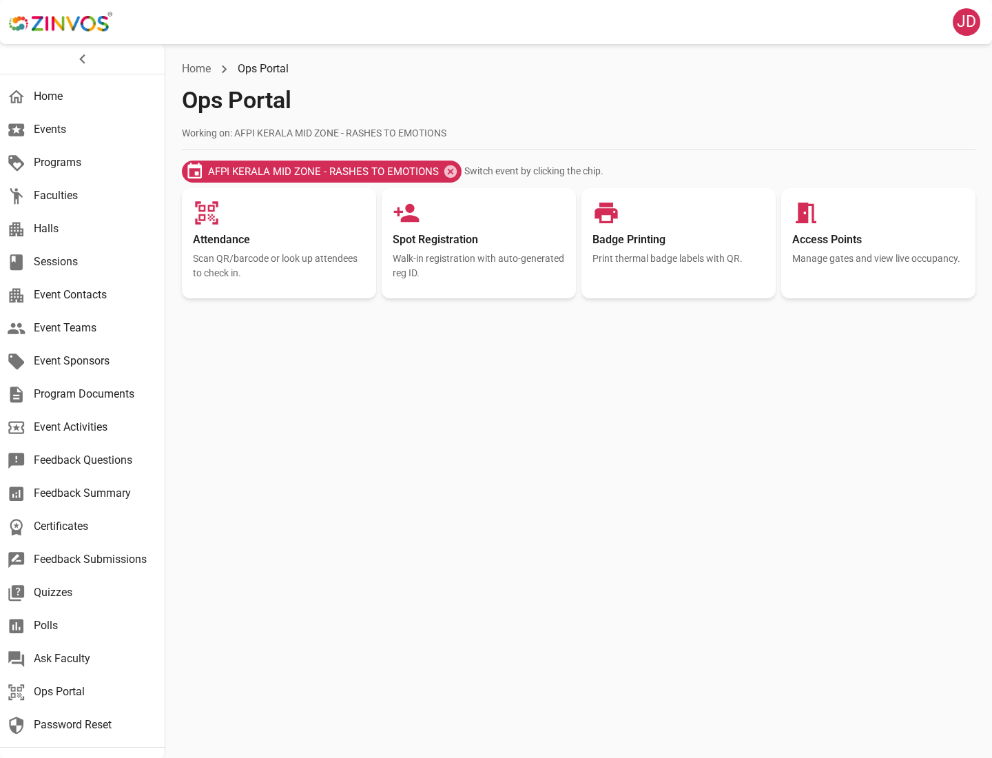 Ops Portal in the admin dashboard