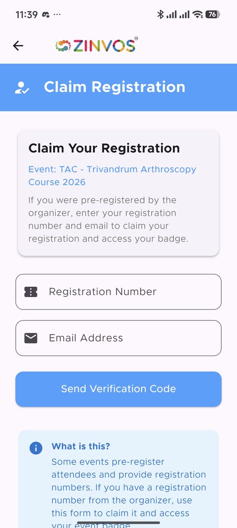 Mobile claim registration screen